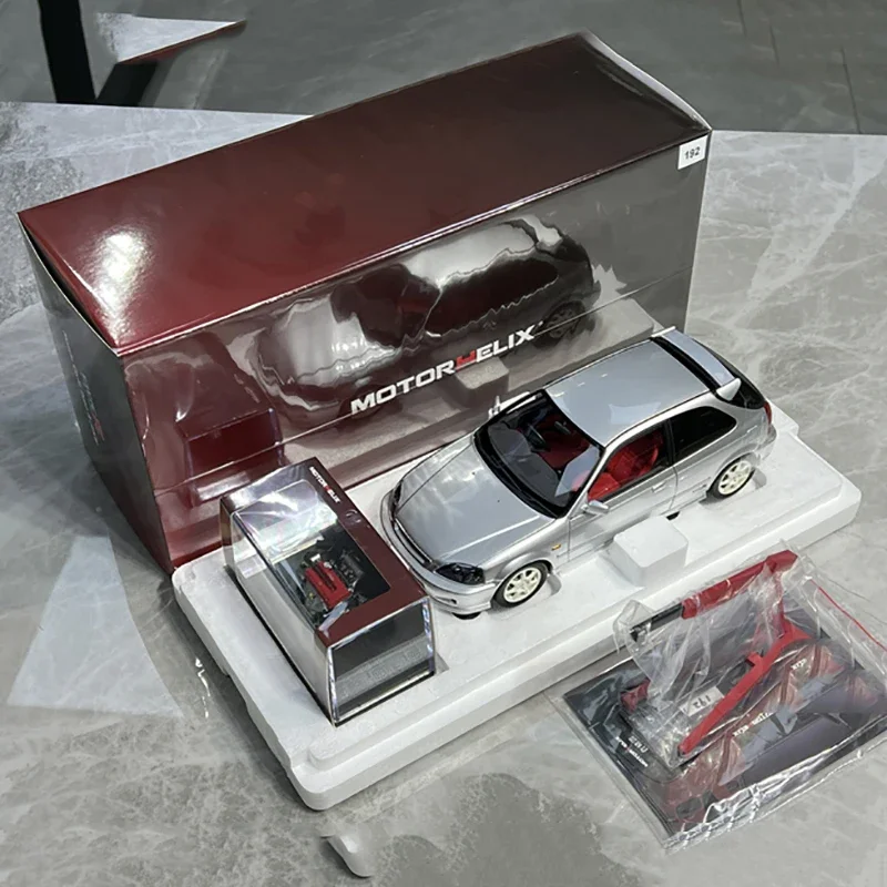 MH 1:18 Civic REK9 liga de motor modelo de carro aberto completo decoração de coleção infantil, um presente de feriado para amigos.