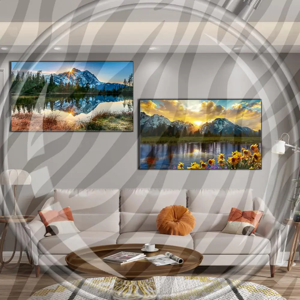 

2pcs Landscape 5D DIY Full Drill Round Diamond Painting Kit Home Decor 70x40cm (A)