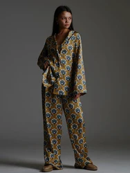 Marthaqiqi-Ensemble de vêtements de nuit pour femmes, manches longues, col rabattu, pantalon sexy, vêtements de nuit décontractés pour femmes, pyjamas à la mode