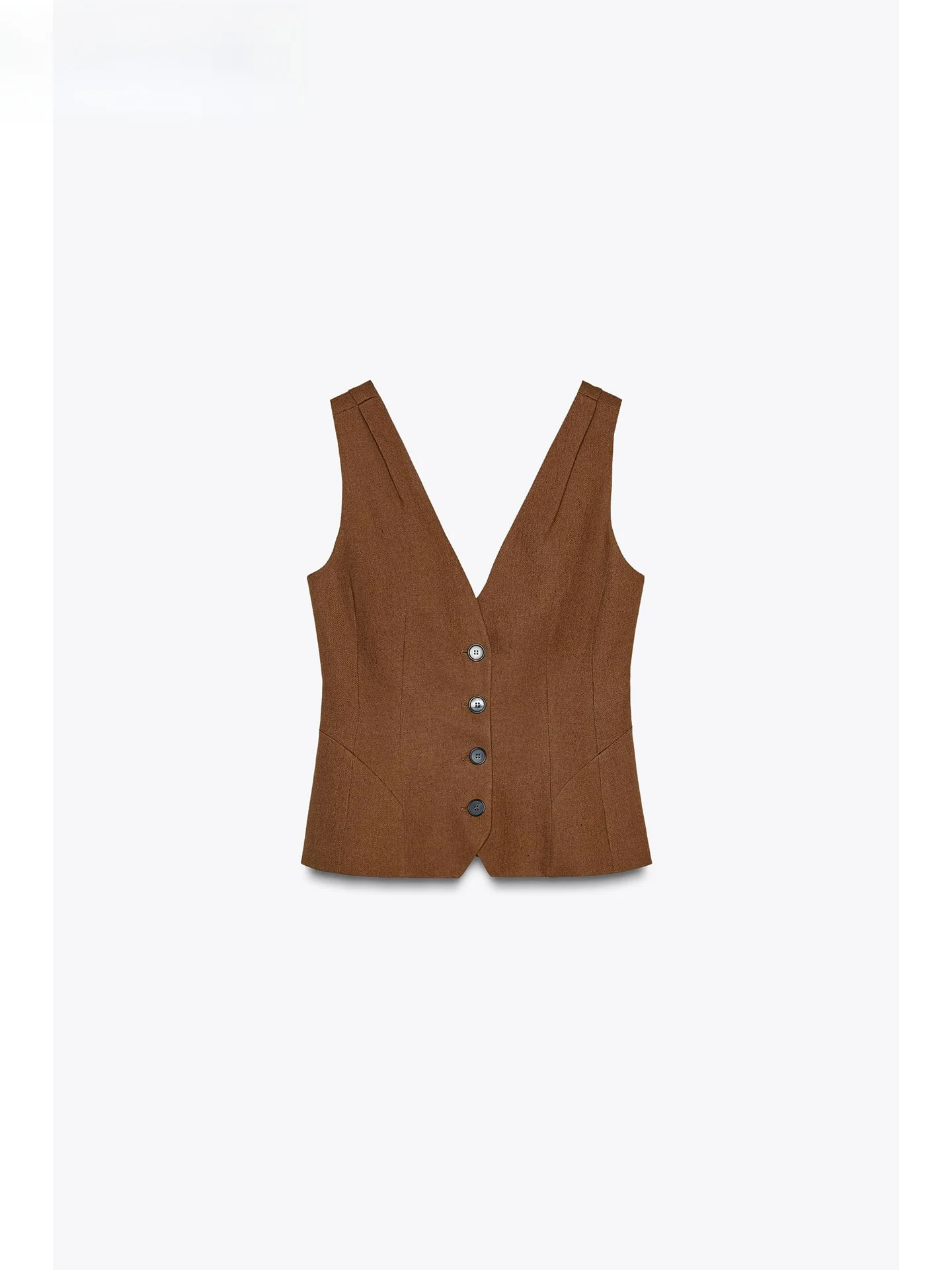 

ZAPRHA 2025 New mat Versatile V-ne Svel Linen Blend Loose Vest Tank Top Women's Faion Summer Single Button