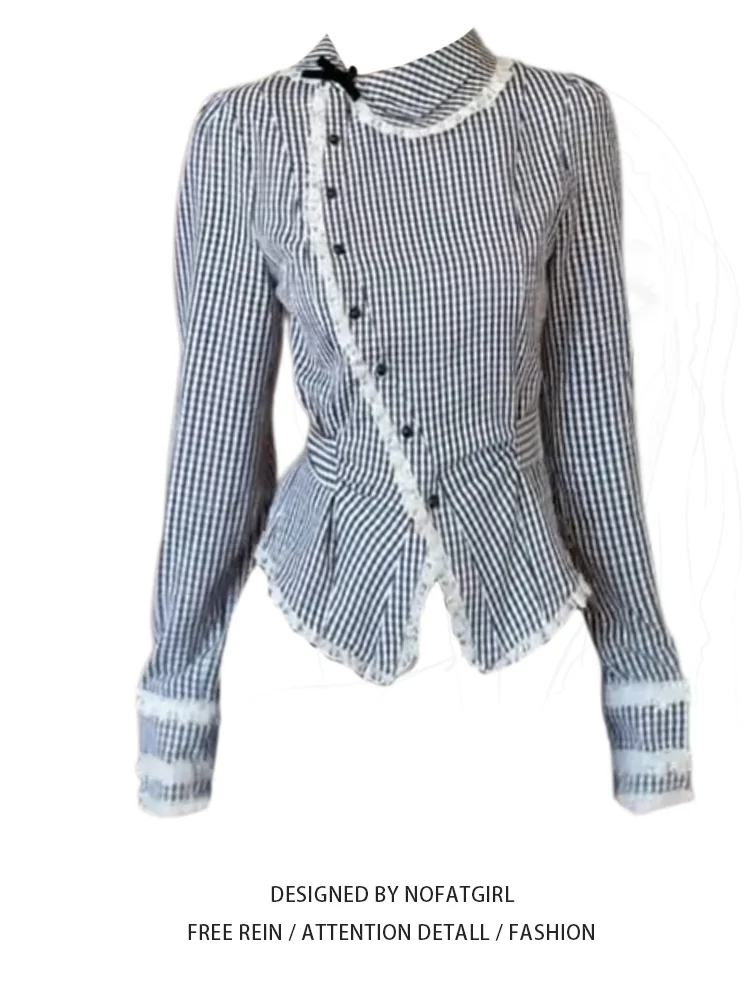 

Vintage Patchwork Plaid Shirts Women Autumn Long Sleeve Oversize Button Up Shirt Korean Fashion Casual Fall Outwear Tops 2022