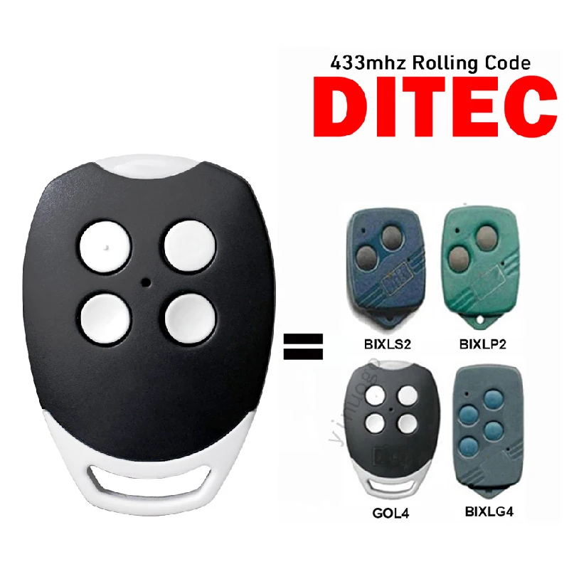 

DITEC GOL4 433.92MHz Rolling Code Remote Control For DITEC BIXLG4 BIXLS2 BIXLP2 Garage Door Opener Gate Remote Control