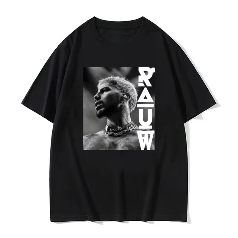 

Rapper Rauw Alejandro Reggaeton Trap T-shirt Men's Harajuku Retro Hip Hop Punk T-shirts Unisex Cotton Short Sleeve T Shirt