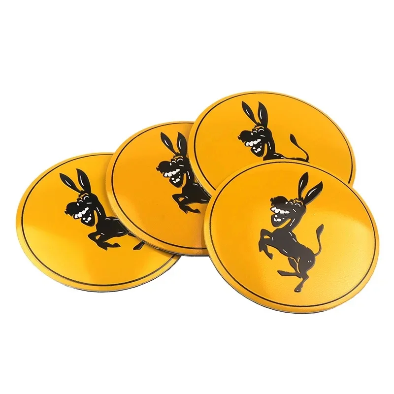 4PCS 56mm Funny Spoof Prank Donkey Badge Car Wheel Center Hub Caps Emblem Stickers For BMW Porsche Subaru TOYOTA Mercedes Benz