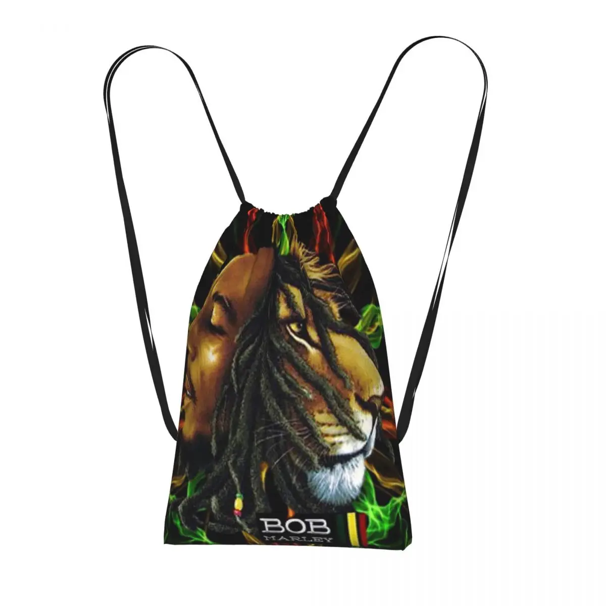 Jamaica Singer Reggae Rock Bob Marley Drawstring Backpack Sports Gym Bag Lightweight Foldable Storage Drawstring Bag Men Women
