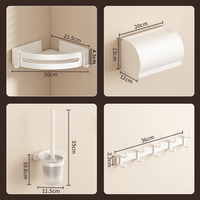 White Towel Rack No Drilling Installation Space Aluminum Storage Rack Bathroom Shower Shelf Tissue Box Toilet Brush Hardware Set