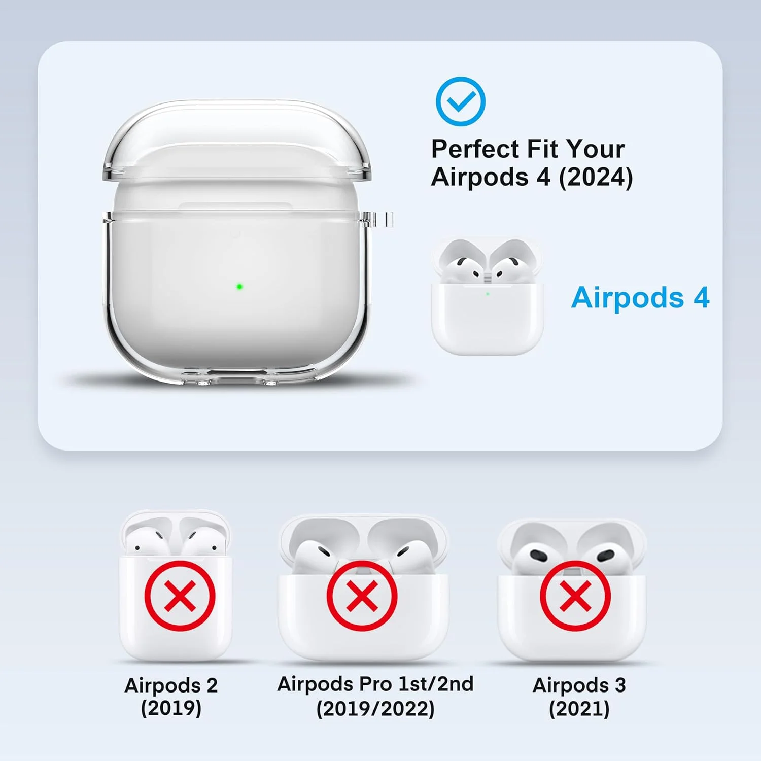 غطاء حماية متوافق مع AirPods الجيل الرابع، جراب Airpods ناعم من مادة TPU مع مجموعة أدوات تنظيف، حافظة واقية مقاومة للصدمات مع سلسلة مفاتيح