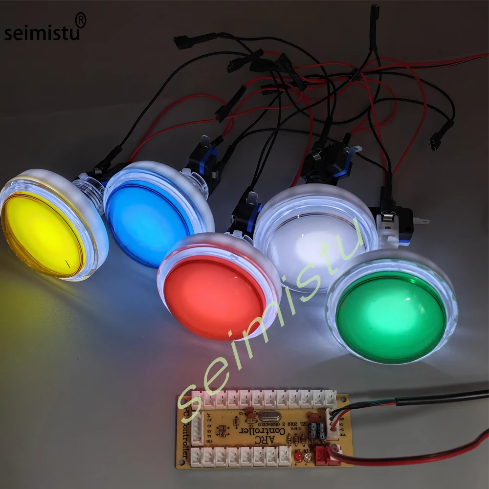 Arcade-Druckknopf 60mm Konvex LED-Beleuchtung 12V Beleuchteter Knopf für Video-Münzspielautomaten, Verkaufsautomaten, Greifautomaten, Flipper-Ersatzteile – Detail 3