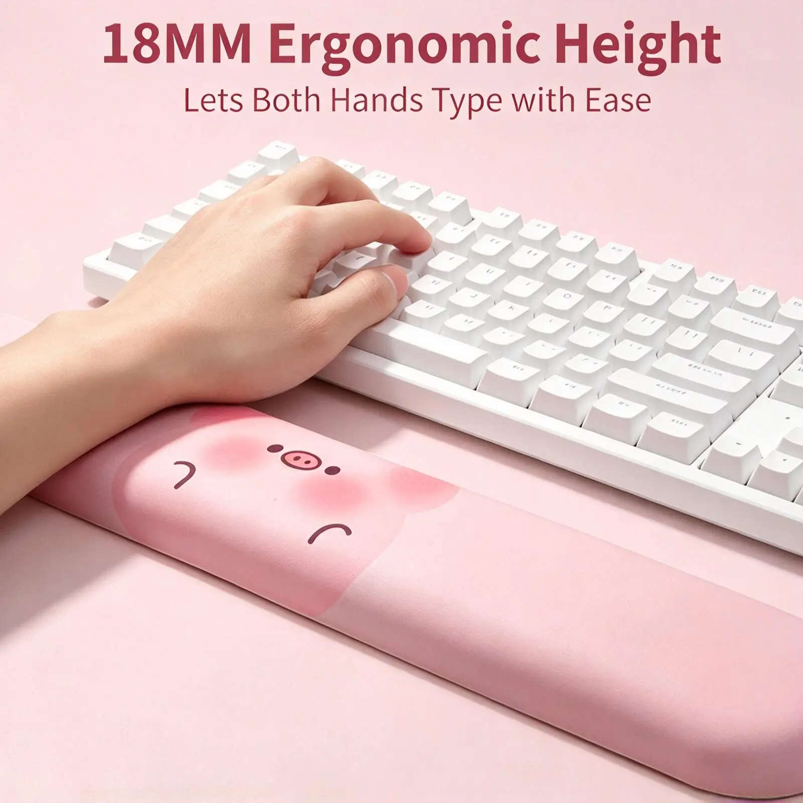 Cute Pig Wrist Rest Set Ergonomic Keyboard Wrist Support+Mouse Wrist Pad Soft Memory Foam Wrist Cushion Anti-Slip Wrist Pillow