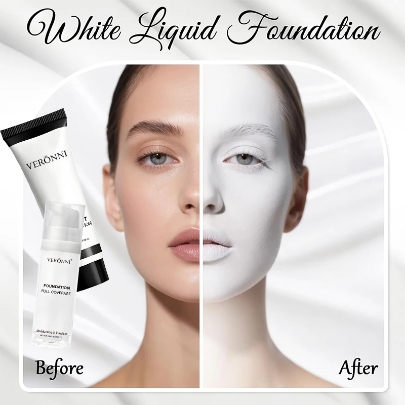 مجموعة كريم أساس للمكياج باللون الأبيض النقي، كريم أساس أبيض نقي قابل للتعديل، خافي عيوب الوجه، مكياج قوطي لكرنفال كوس