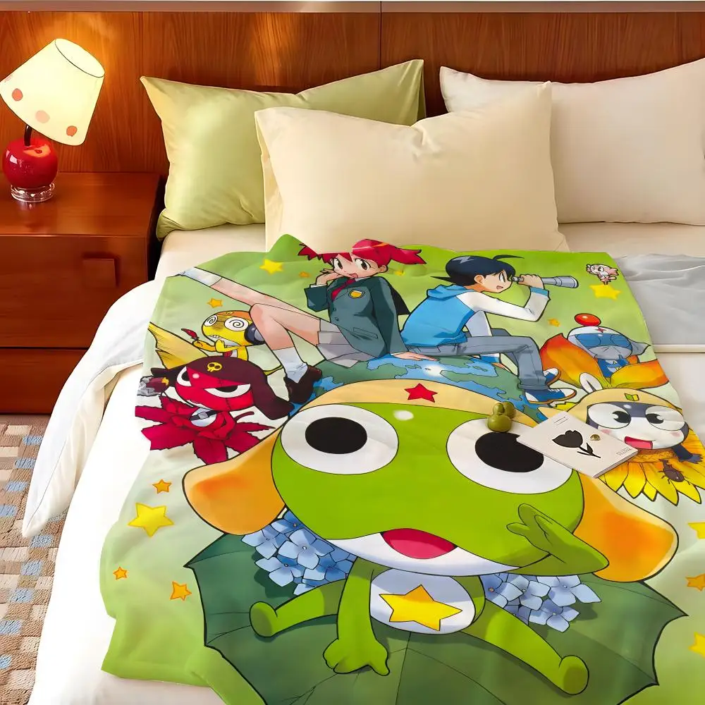 Anime K-Keroro G-Gunso Throw Flannel Throw Blanket, Lightweight Cozy, Durable Washable cute Cool