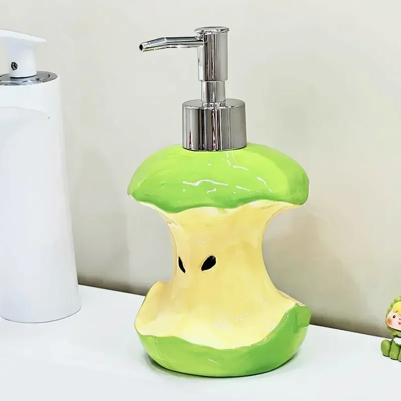350ml Soap Dispenser Creative Apple Core lotion Bottle Household Hand Wash Liquid Shower Gel Split Bottle Press Ceramic Bottle 4
