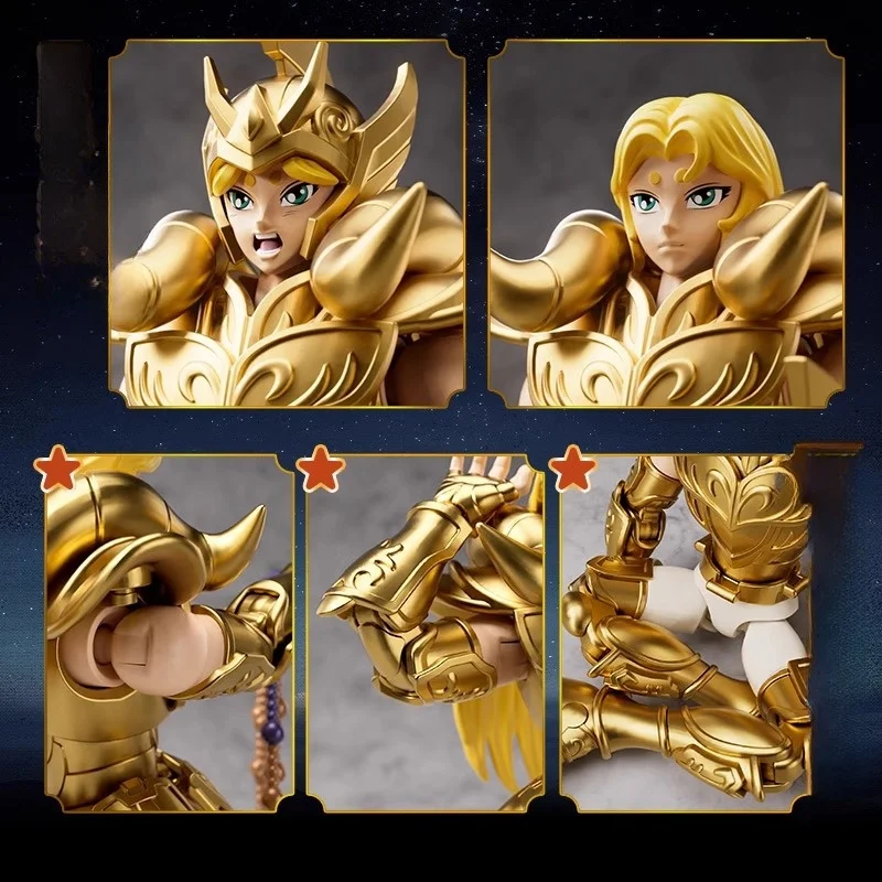 2024new Anime Saint Seiya Gold Aries Leo Scorpius Beyond Edition Model Boy'S Movable Splicing Joint Toys Collection Level Gift