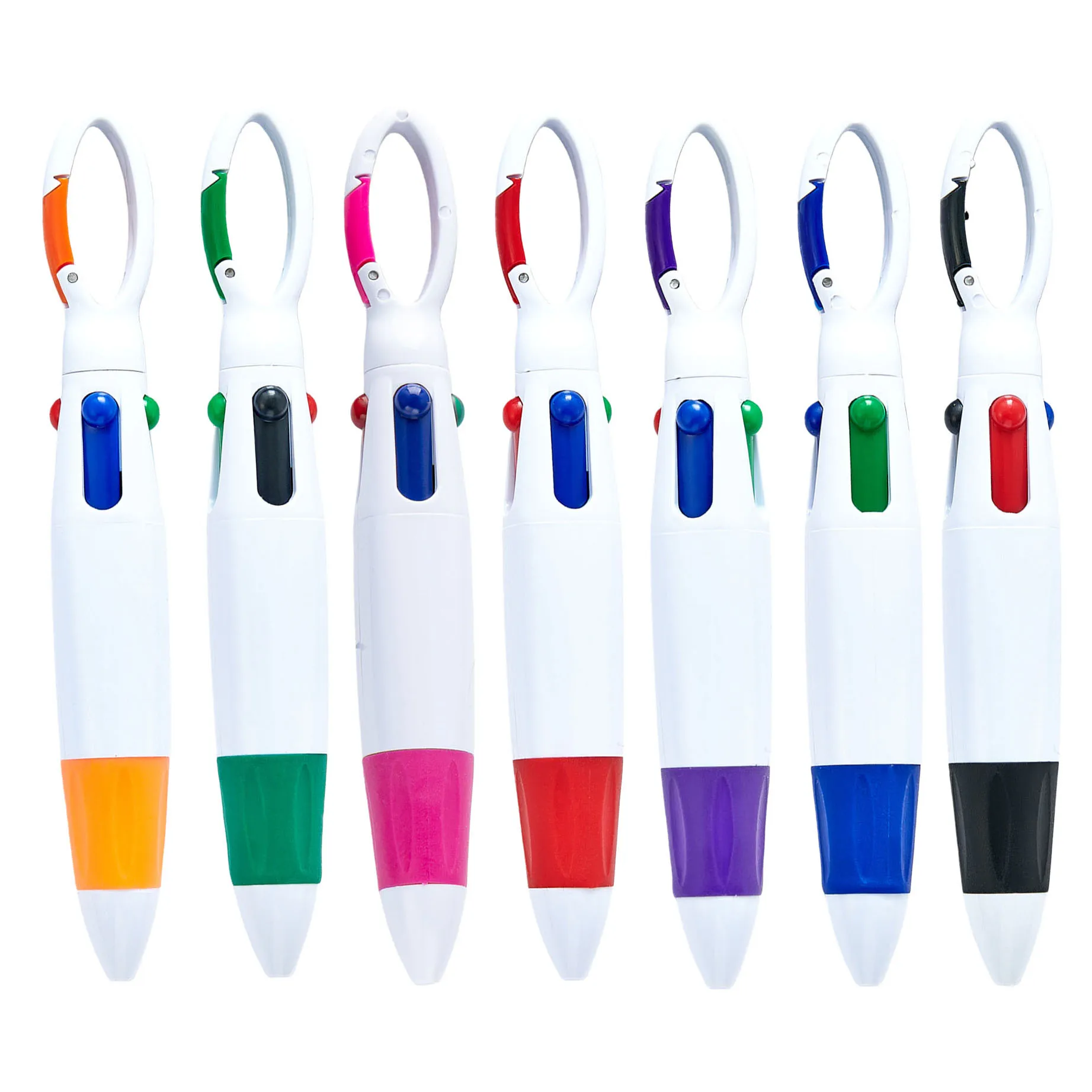 2Pcs Gel Pen 4 Color Inks Portable Press Ballpoint Pen with Key Chain School Office Stationery Supplies for Children Gifts