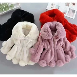 1-7 Year Baby Girls Jacket Autumn Winter Warm Faux Fur Coat For Girls Christmas Princess Outwear Fashion Plush Children Clothing