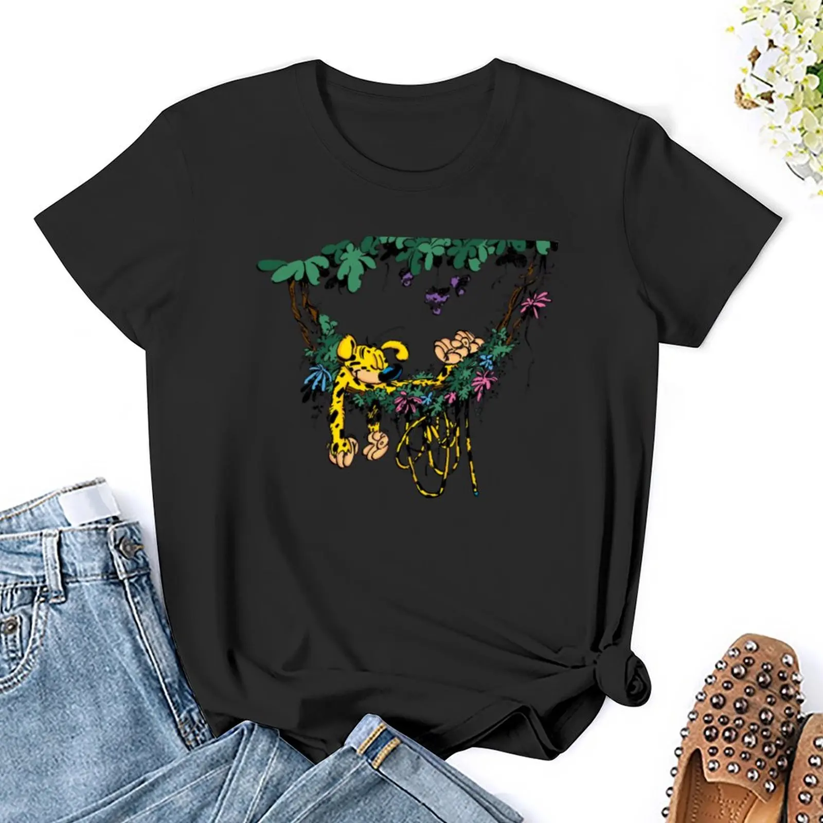 Marsupilami w hamaku T-Shirt anime ubrania hippie ubrania słodkie topy ubrania damskie