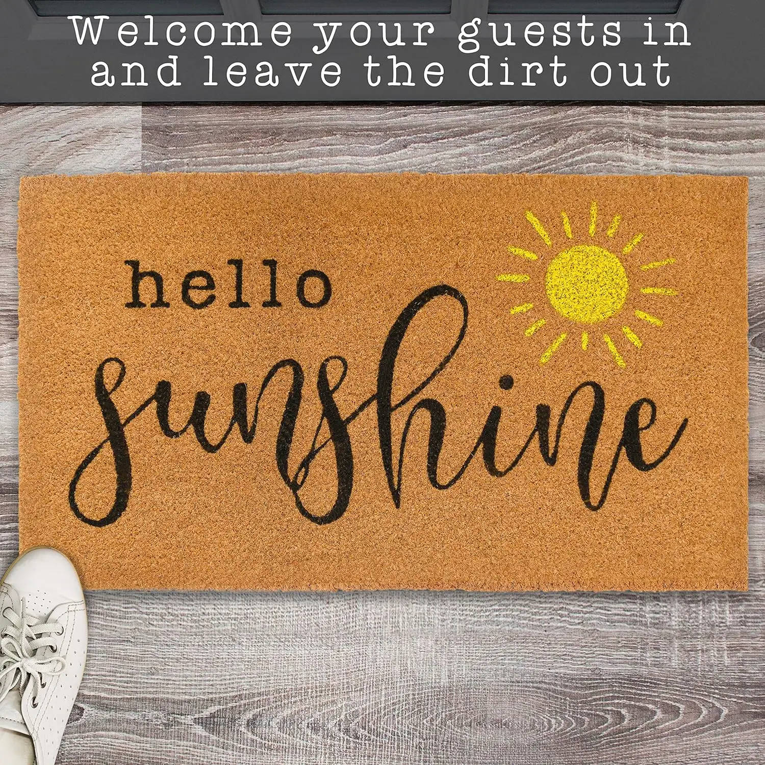 

Hello Sunshine Welcome Door Mat Rubber Backing Non-Slip Outdoor Floor Foot Mat Funny Doormat Room Decor Rug 31X18 IN