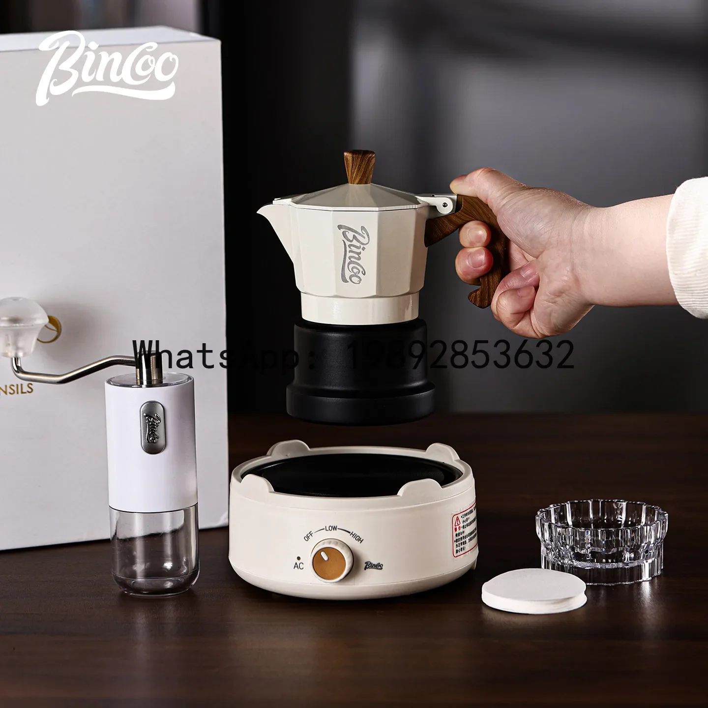 

Xl three-valve moka pot set - year of the horse gift box - italian style hand-crank coffee maker