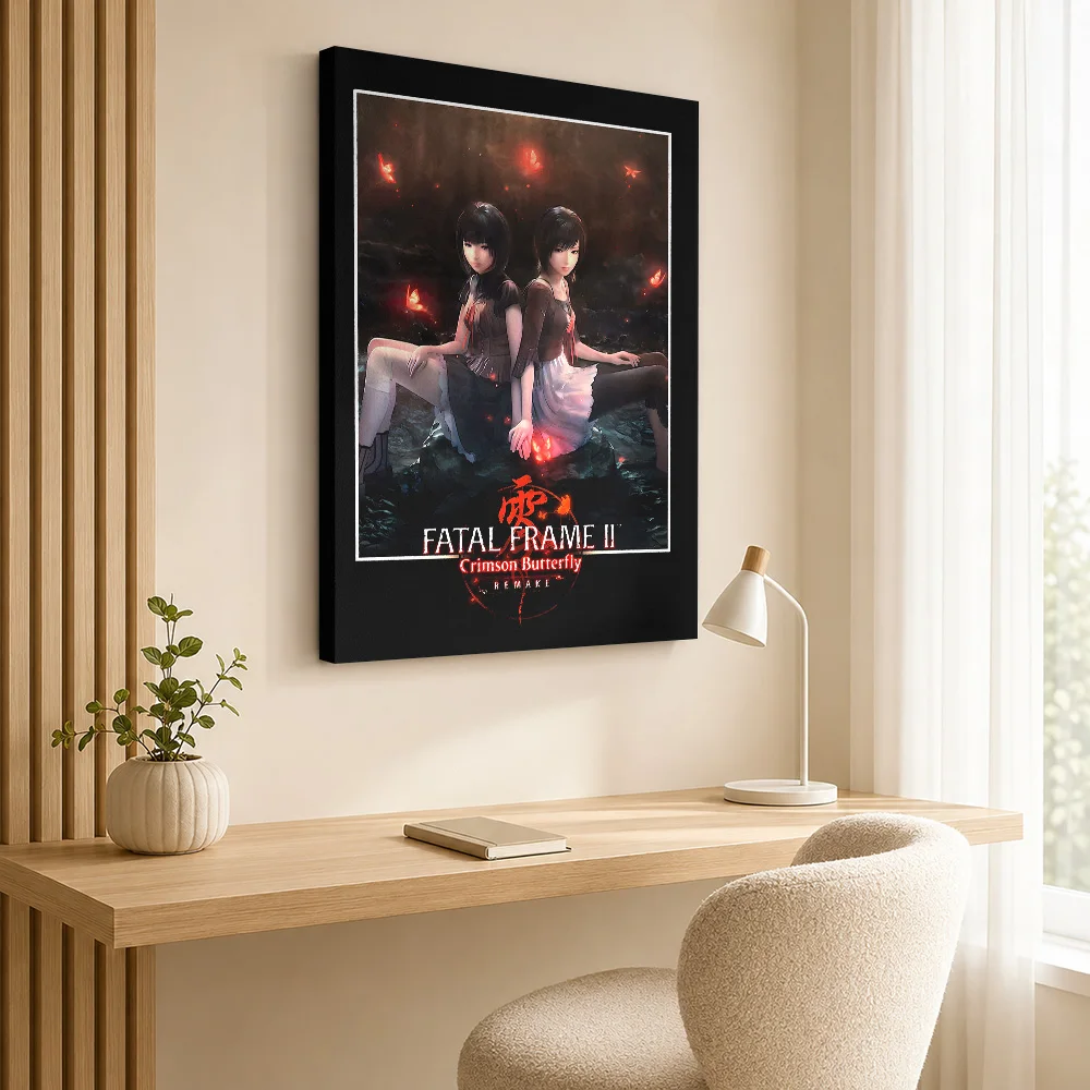Fatal Frame II Crimson Butterfly Remake Framed Canvas Poster Personalized Photo Gaming Anime Canvas Wall Art for Bedroom Decor