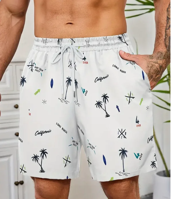 Summer Fashion New Style Cow Print Men\'s Casual Comfy Drawstring Shorts With Pockets For Summer Outdoor And Beach Comfort Shorts