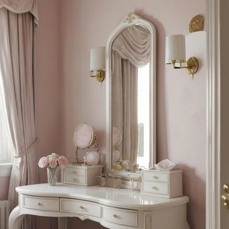 B07  Style Light Luxury Decorative Mirror Home Living Room Fireplace  Retro High-End Bedroom Makeup Mirror