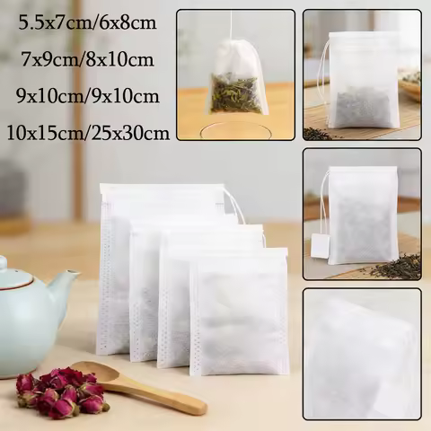 50/100pcs Loose Tea Brewing Bags , Drawstring Non-Woven Filter Pouches for Easy Cup Infusion, No Mess Kitchen Tool