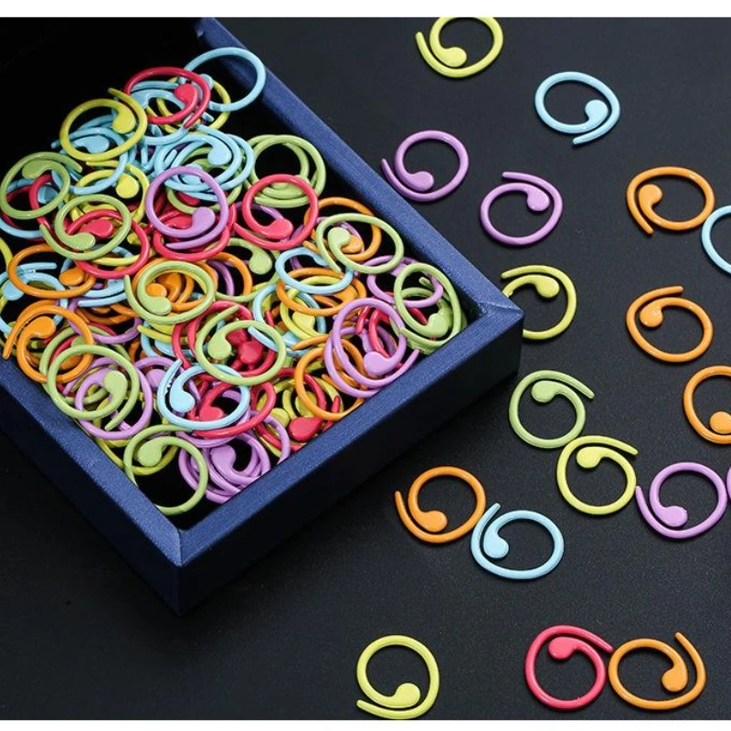 30PCS Zinc Based Alloy Knitting Stitch Markers Spiral Multicolor Painted Marker Buckle Crochet Stitch Lock Knit Needle Clip