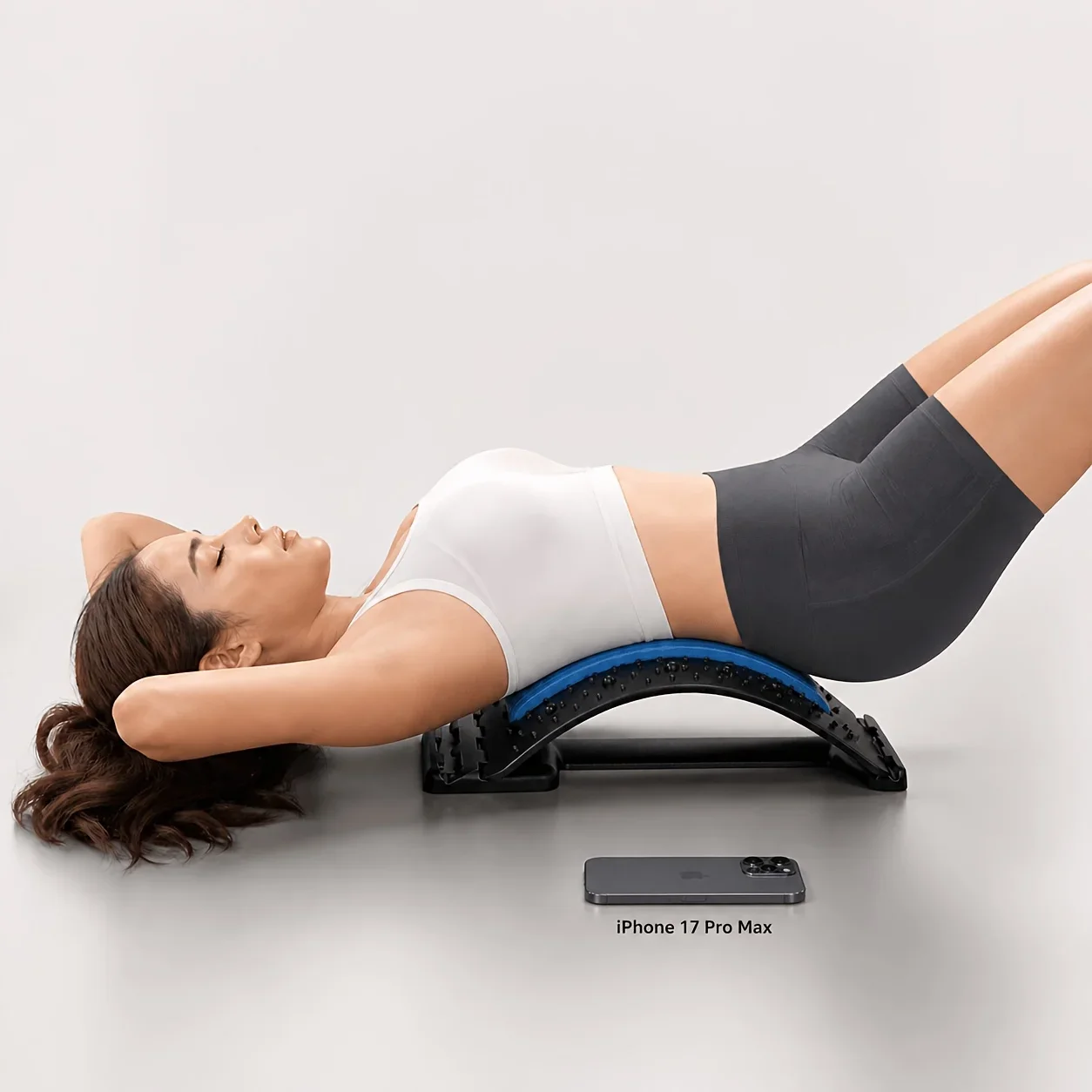 4-Level Adjustable Back Stretcher &Posture Corrector.Ergonomic Lumbar Support with Massage Function,Secure Grip Handles,for Uppe