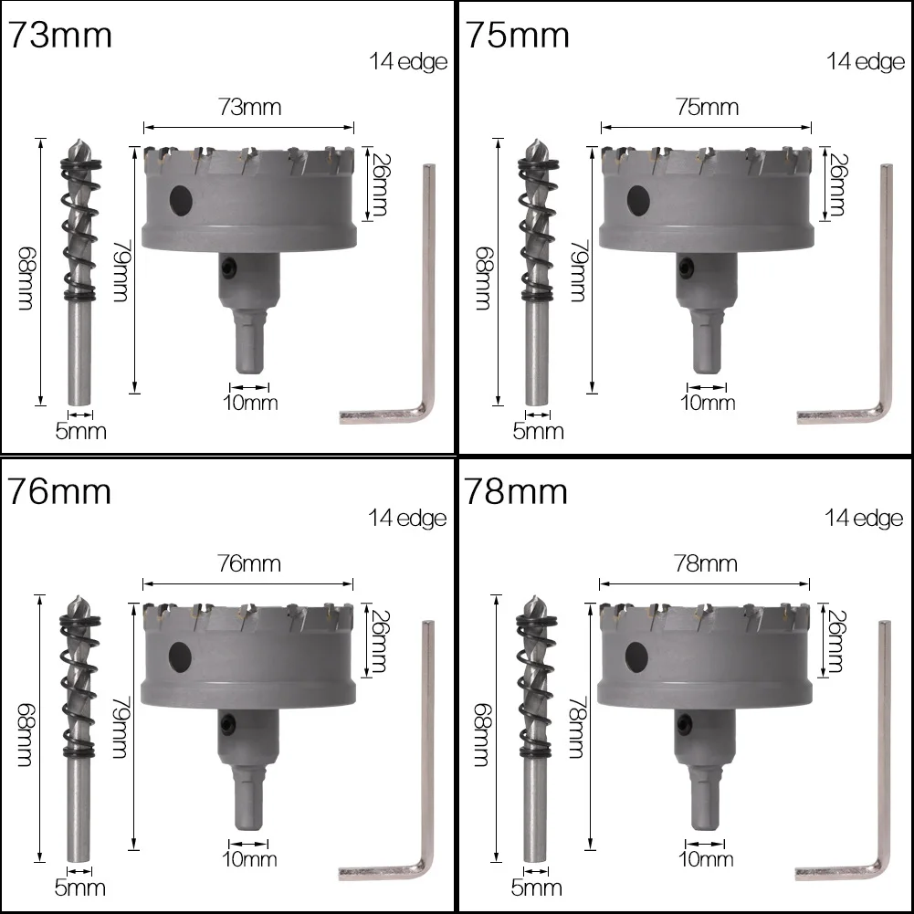 1PC 5A Carbide Tip TCT Drill Bit Hole Saw76-89mm Drill Bit Set Hole Saw Cutter For Stainless Steel Metal Alloy Drilling Bits