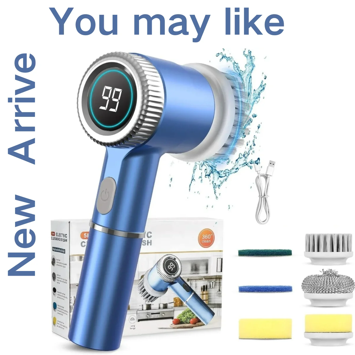 

Electric Spin Scrubber Scrub Cleaning Brush Chargeable Cordless Power Scrubber With Extension Handle Adaptive Brush