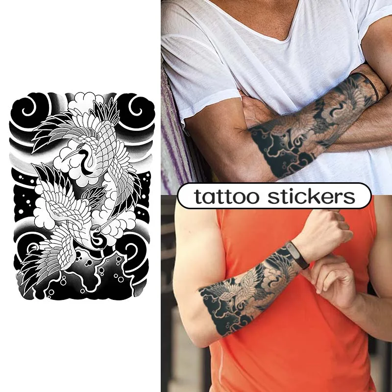 2pcs Half Arm Long Lasting Herbal Tattoo Stencil Sticker Waterproof Semi-Permanent Tattoo Sticker Fake Tattoo Covering Body Scar