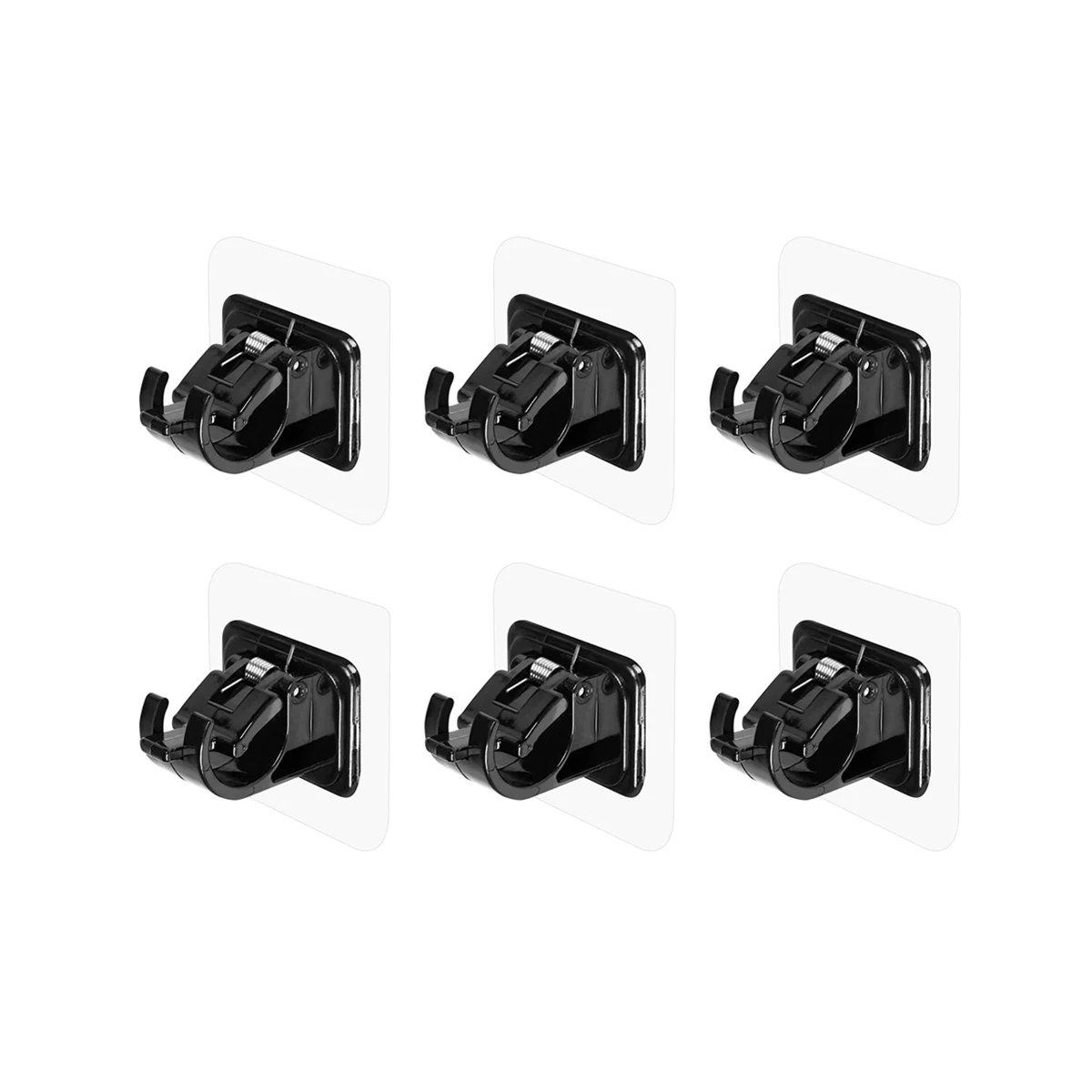 6Pcs Self Adhesive Curtain Rod Bracket Punch-Free Curtain Rod Clip Nail-Free Adjustable Shower Curtain Rod Hanging Hooks