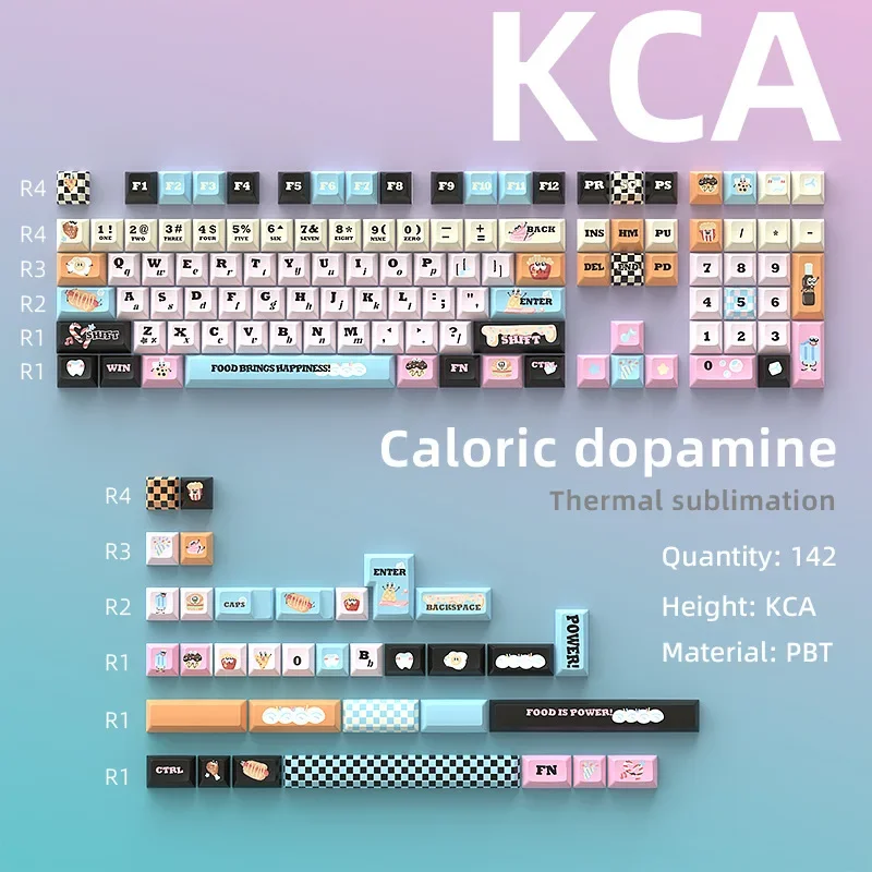 Dopamine Keycap KCA Profile PBT Keycaps 142 Keys For Mx Switch Mechanical Keyboard Lucky65 HI8 RANIY75 Custom personalizadas Set