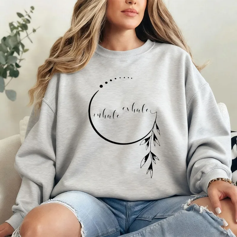 يستنشق الزفير البلوز تحفيزية هوديي للمرأة الجمالية اليقظة هودي اليوغا المعلم لمحبي اليوغا هدية Y2k الملابس