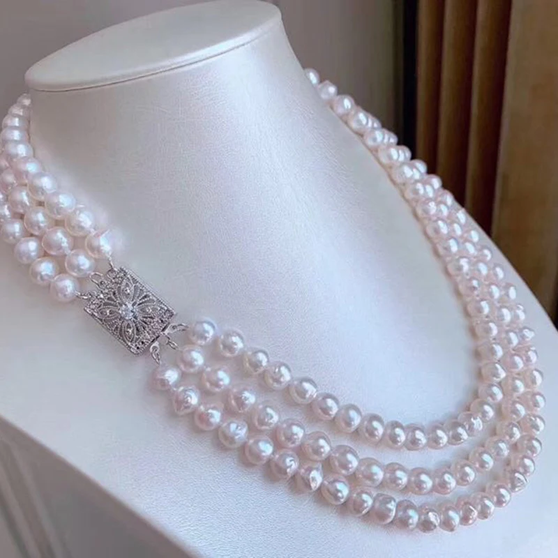 

Freshwater necklace, geometric pearl collarbone chain, women's vintage fashion versatile accessory