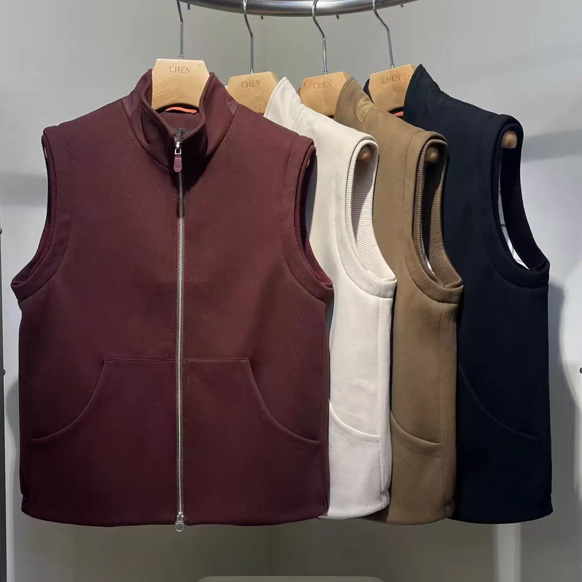 

Luxury Embroidered Letter Autumn Winter New Sle Men's Vest Stand Collar oulder Pad Jaet Faionable Urban Youth Outerwear