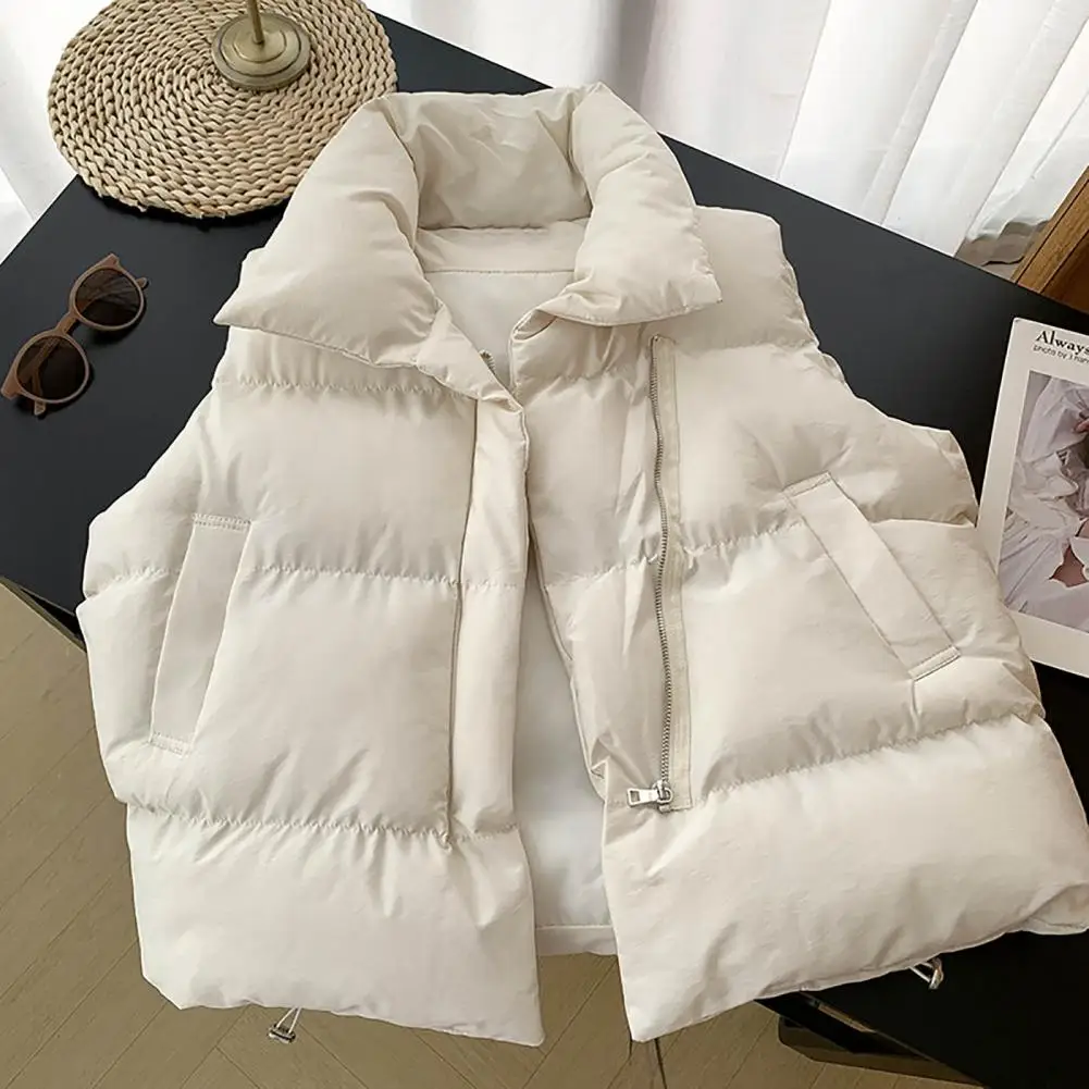 Vest Jacket  Simple Winter Warm Cotton Padded Puffer Vest  Cold Resistant Puffer Vest