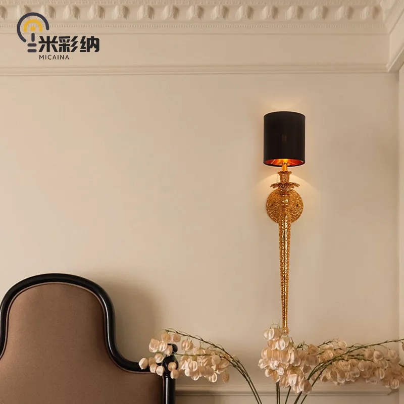 

French style wall lamp all copper light luxury retro atmosphere palace living room bedroom bedside lamp