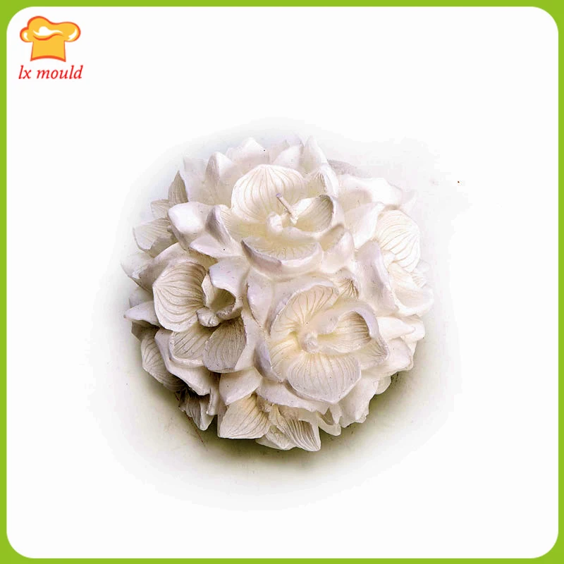 

LXYY New Flower Round Candle Moulds 3D Embossed Flower Ball Silicone Molds