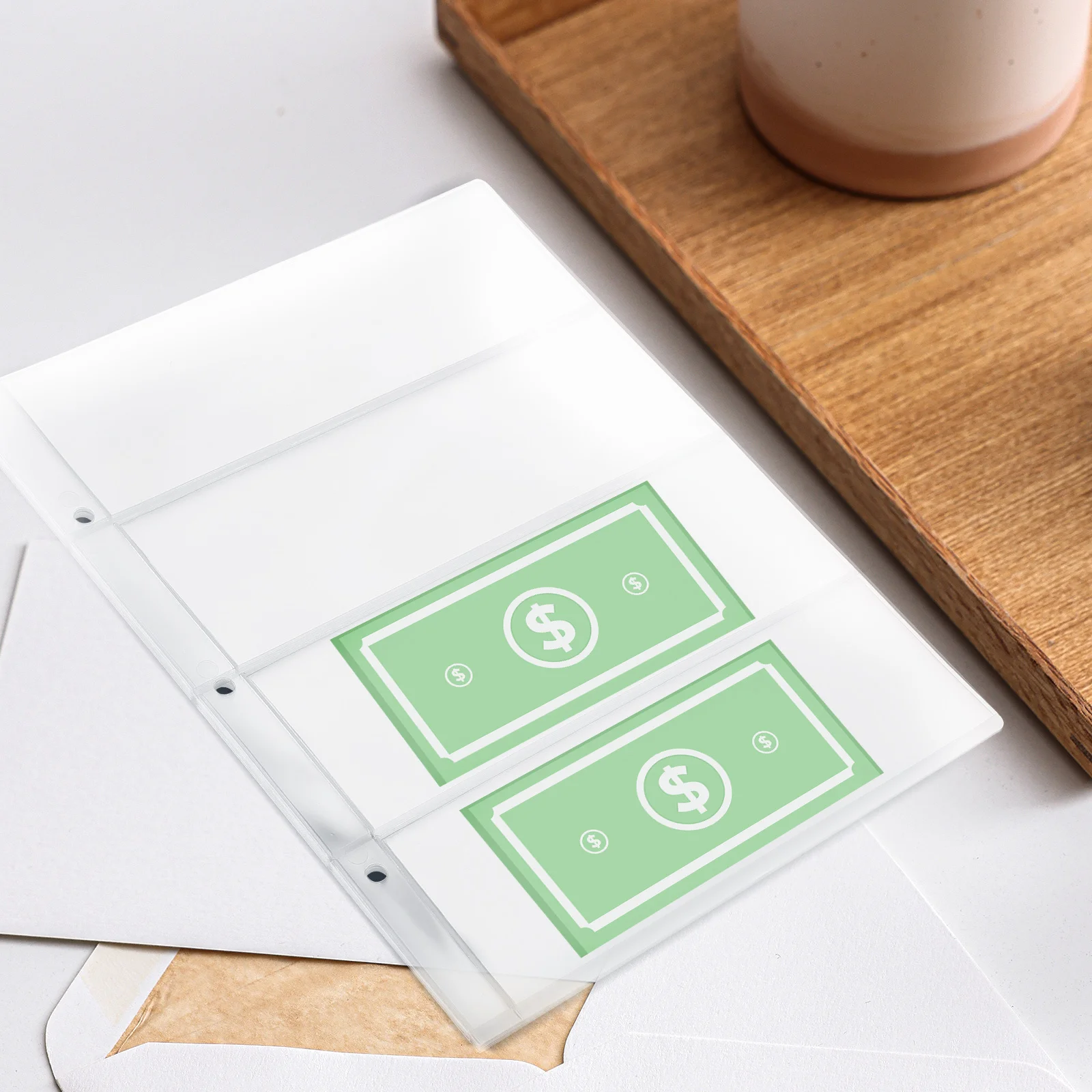 10Pcs Banknote Album Pages Currency Collecting Book Sleeves Plastic Binder Sleeves for Money Storage and Display