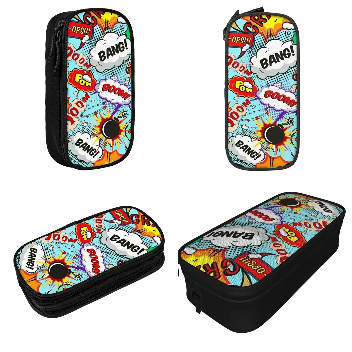 Comic Elements Seamless Pattern Accessories Pencil Case Large Capacity Kids School Supplies Pencil Bag Perfect Gifts