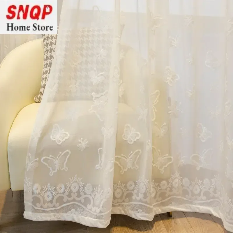 

Curtains White Gauze Curtains Nordic Solid Color Thickened White Gauze Embossed Butterfly Living Dining Rooms Bedroom Simple Ljl