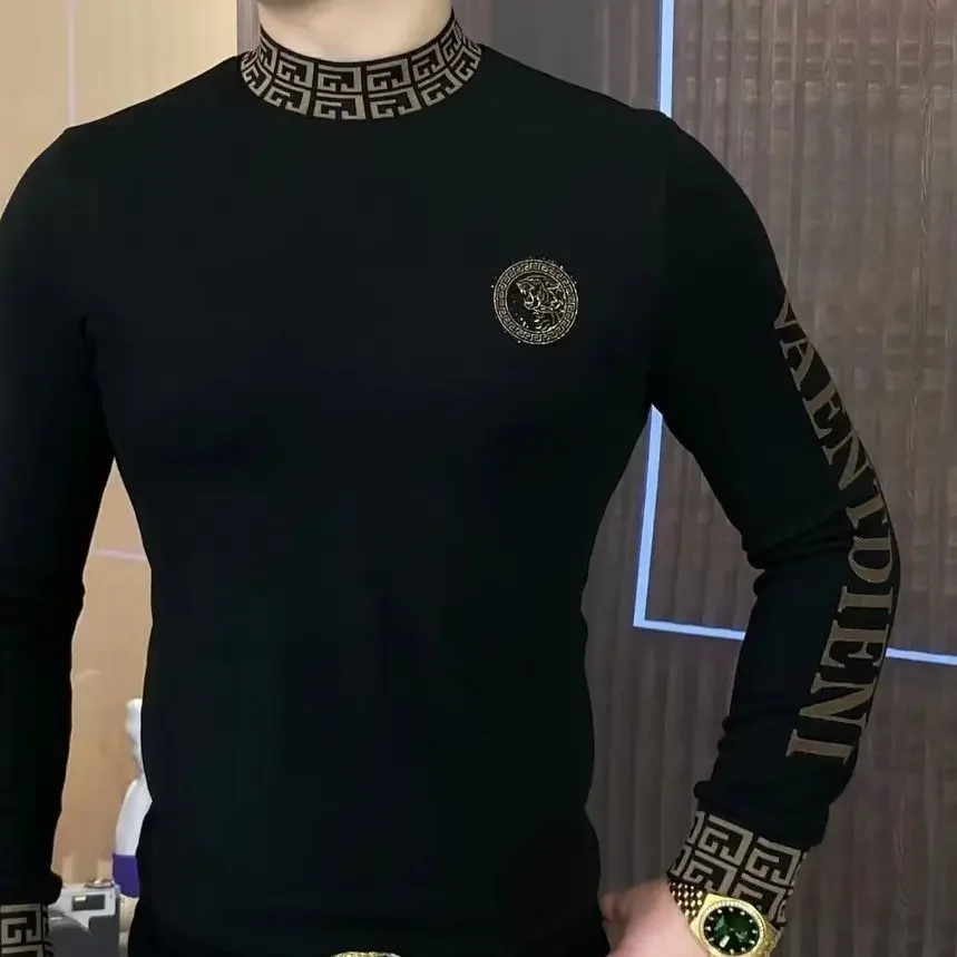 

Men's Sweater Long Sleeve Mid-Neck Half-high Neck Stretch casual bottoming men's wear