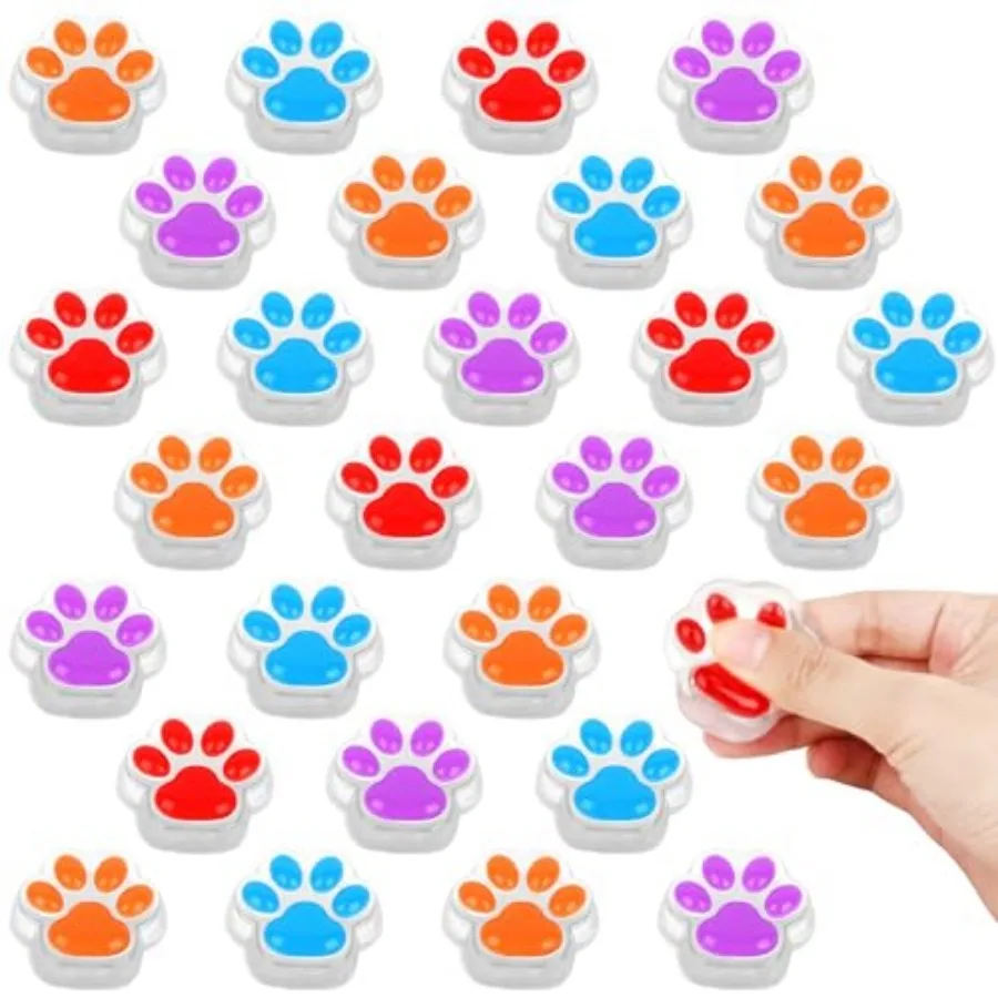 

28 Pcs Mini Squishy Cat Paw, Cute Fidget Toys Colorful Mochi Squeeze Stress Squishies for Adults Anxiety Stress Relief, Classro