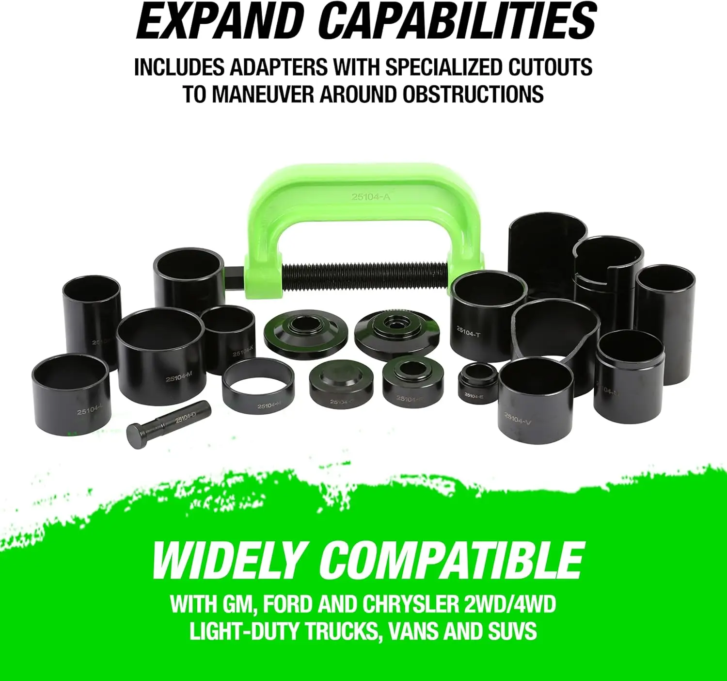 21-Piece Ball Joint Press Kit for Upper/Lower Joints, U-Joints & Brake Pins - Compatible with 2WD/4WD Vehicles