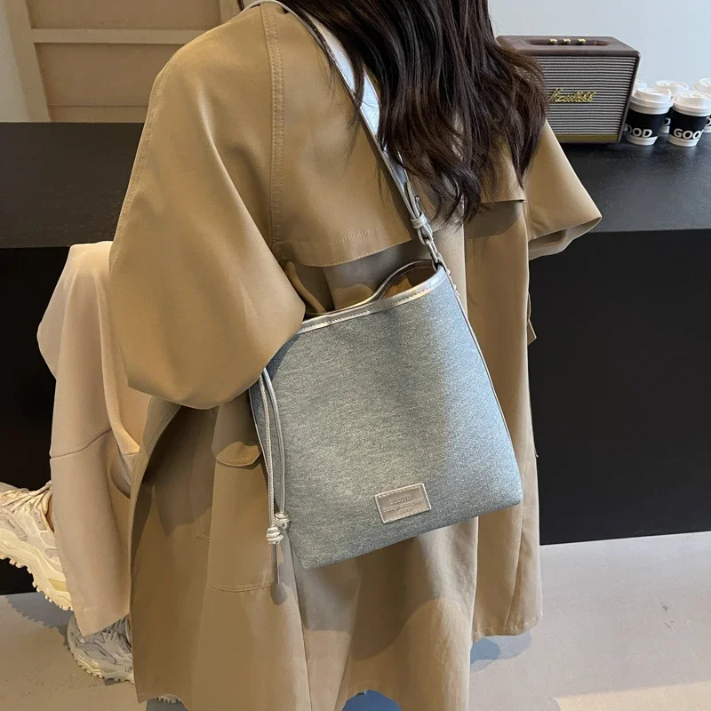 Sac à Bandoulière en Denim pour Femme, Design de Marque de Haute Qualité, Décontracté, Polyvalent, E27, Patchwork