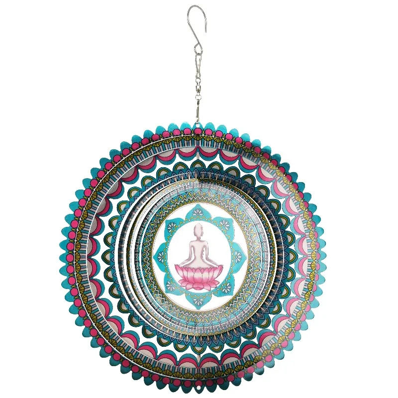 

14 Stainless Steel Wind Wheel Mandala Metal Art Outdoor Seasonal Arrangement Christmas Hanging in Yard and Garden