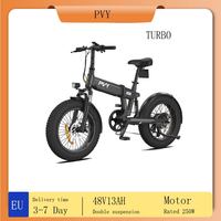 Pvy Turbo Adult Electric Bike 250W Motor City Electric Bicycle 48V13H Battery E-Bike 20 Inch Fat Tire Ebike
