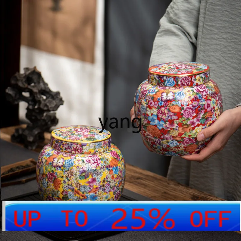 CX porcelain tea can wedding happy altar household double cover ceramic seal moisture-proof snack storage