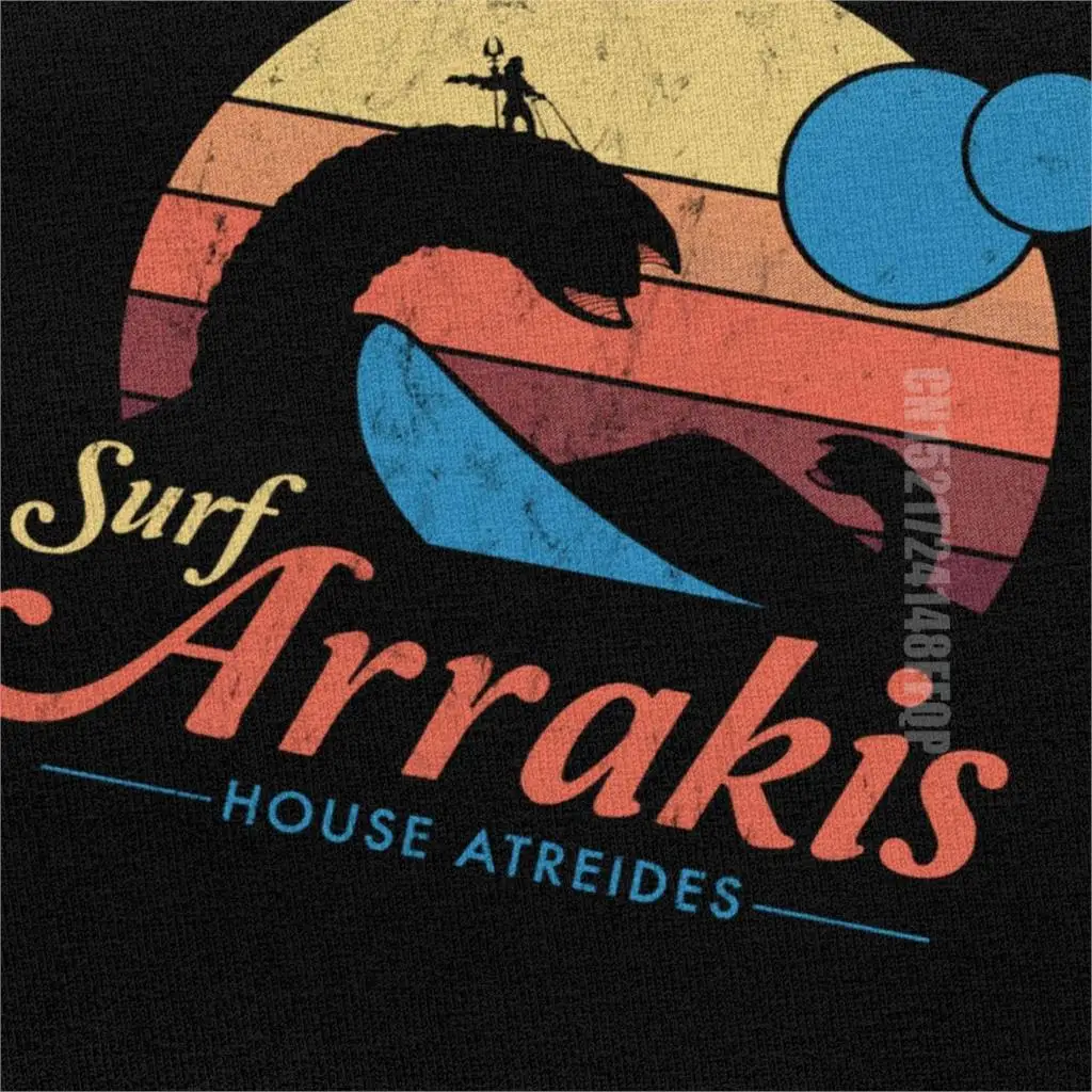 Fashion Visit Arrakis Tshirt Men Dune Shirt Great Wave Vintage Distressed Surf House Atreides T-shirt Soft Cotton Surfer Tee Top